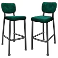 Modern Green Velvet Bar Stools With Black Metal Frame For Home Kitchen