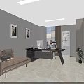 Modern Conference Room Interior With Long Conference Table White Orange Chairs Large Screen And Windows
