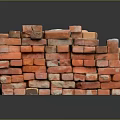 Rustic Stacked Red Bricks Structure With Textured Surfaces And Reflective Base