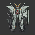 Mecha Robot Character Figure With Gray Armor Yellow Antenna Red Details And Weapon