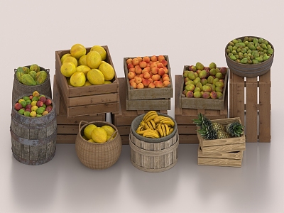 Fruit Basket Fruit Basket Fruit Stall 3d model