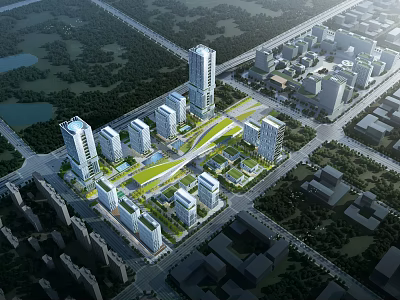 Modern Industrial Factory Complex With Multiple Buildings Green Space And Road Network 3d model