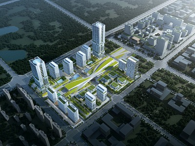 Modern Industrial Park Science and Technology Park Aerial View model