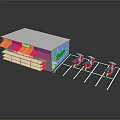 Small Red And White Store Building With Red Awning And Motorcycle Parking