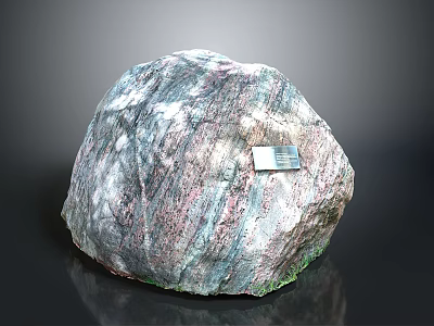 Natural Stone With Colorful Texture And Attached Metal Plaque 3d model