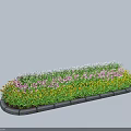 Colorful Garden Decorative Feature With Yellow Pink White Flowers And Stone Edging