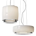 Modern White Glossy Pendant Lights With Metal Rim And Hanging Design For Home Interior