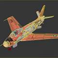 Vintage Red and Silver Military Airplane Model with US Air Force Insignia and Number Markings