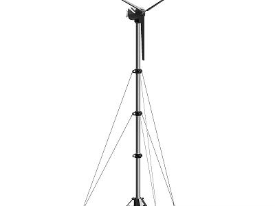 Wind Turbine Tower With Tripod Support Structure And Steel Cable Stabilization 3d model