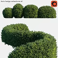 Decorative Topiary Ornament Arrangement With Round And Curved Green Shrubs For Garden