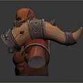 Muscular Fantasy Orc Character With Horns Fangs Spiked Shoulder Barrels And Metal Accents
