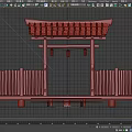 Traditional Wooden Post Station with Tile Roof and Wooden Fence on Raised Platform Structure
