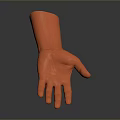 Orange Human Hand 3D Model With Smooth Surface And Shadow On Gray Background