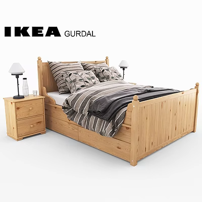 Modern Other Bed with Column IKEA Bed Sheet Gurney 3d model