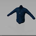 Stylish Blue Jacket With Front Zipper And Extended Sleeves In Open Design 3d model