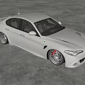 White Sporty Sedan Parked In Indoor Space With Reflective Floor Gray Walls And Grid Ceiling