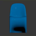 Sleek Blue Chair Featuring Curved Ergonomic Design And Smooth Plastic Surface Against Dark Background
