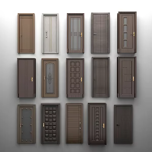 Modern swing door wooden door 3d model