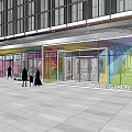 Vibrant Commercial Street With Modern Multi Story Buildings Storefronts And Pedestrians Lively Atmosphere