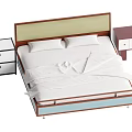 Double Bed With Brown Beige Headboard White Sheets And Bedside Tables 3d model
