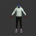 3D Character Model Wearing White Hoodie Black Pants And Sneakers