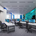 Modern Monitoring Room Command and Control Hall Monitoring Hall Dispatching Command Center Office Desk and Chair 3d model