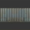 Rusty Metal Shipping Container With Blue White Stripes And Rectangular Structure