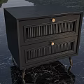 Sleek Black Modern Nightstand With Two Slatted Drawers And Metal Legs Design