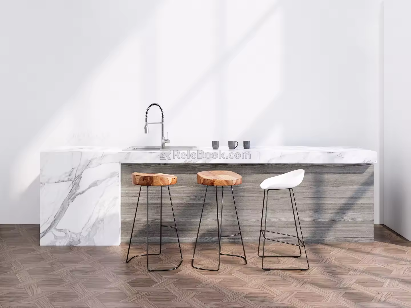 Modern Bar Chair Combination Dining Table and Chair Combination 3d model