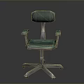 Green Upholstered Office Chair With Armrests And Metal Star Base