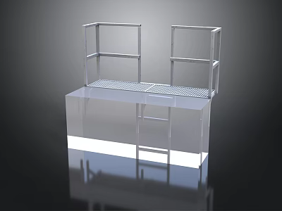 Metal Frame Display Structure With Transparent Base And Grid Platform 3d model