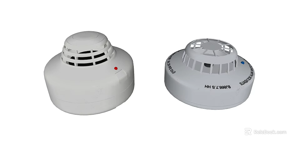 Industrial Smoke Detectors With White Housing Red Indicator Light And Safety Functions 3d model 
