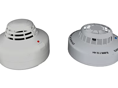 Industrial Smoke Detectors With White Housing Red Indicator Light And Safety Functions 3d model