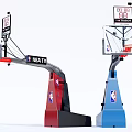 Basketball Hoop Sports Equipment With NBA TV Logo Transparent Backboard Red Rim And Red Blue Base