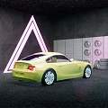 Yellow Two Door Sports Car With Silver Wheels And Smooth Exterior Design