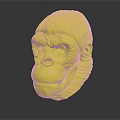 Highly Detailed Gray Ape Head 3D Model With Realistic Facial Features