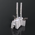 Architectural Model Featuring Tall Columns And Animal Sculptures On Stone Structure