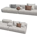 Modern Comfortable Light Gray Sectional Sofa with Brown and Gray Throw Pillows 3d model