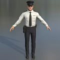 Realistic Game Movie Character In White Shirt Black Tie With Utility Belt Cap Arms Outstretched