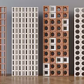 Modern Decorative Room Dividers With Various Geometric Patterns And Wooden Frames 3d model