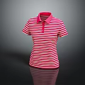 Red And White Striped Polo Shirt With Pink Collar For Casual Wear