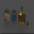 Glass Jars With Nuts Berries And Olive Oil Bottle For Kitchen Storage Supplies