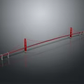 Red Suspension Bridge Model With Tall Towers Main Cables And Long Deck 3d model