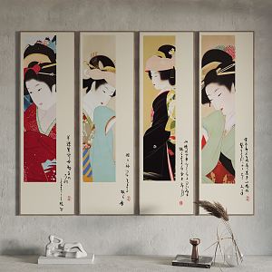 Japanese Figure Painting Hanging Painting Decorative Painting 3d model