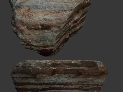 Two Pieces Of Stone Wood With Natural Layered Texture And Rustic Organic Pattern 3d model
