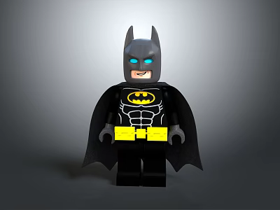 Lego Batman Toy Figure With Black Cape Yellow Belt And Blue Eyes 3d model