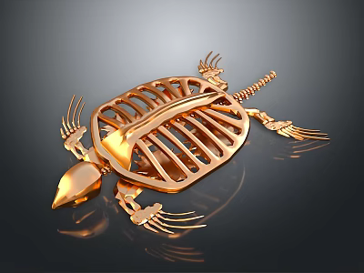 Golden Turtle Decorative Sculpture With Intricate Hollow Design And Metallic Shine 3d model