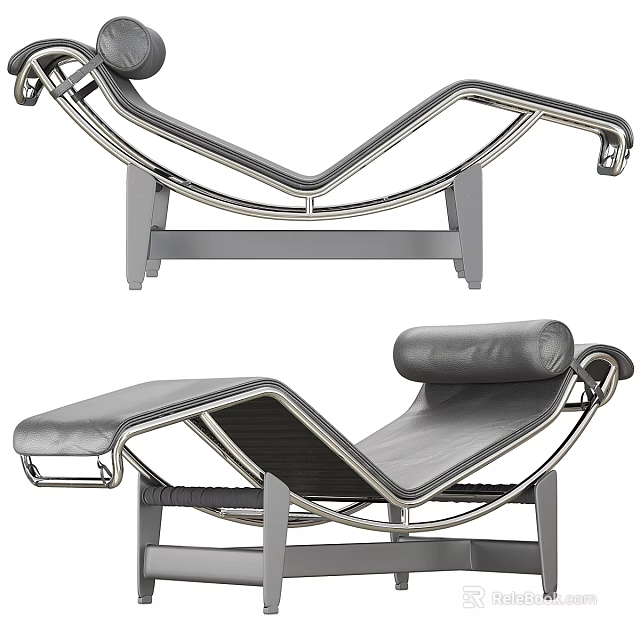 Modern Stylish Lounge Chair With Metal Frame And Leather Cushion Design 3d model 