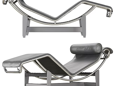 Modern Stylish Lounge Chair With Metal Frame And Leather Cushion Design 3d model