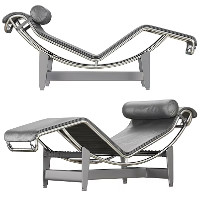 Modern Stylish Lounge Chair With Metal Frame And Leather Cushion Design 3d model